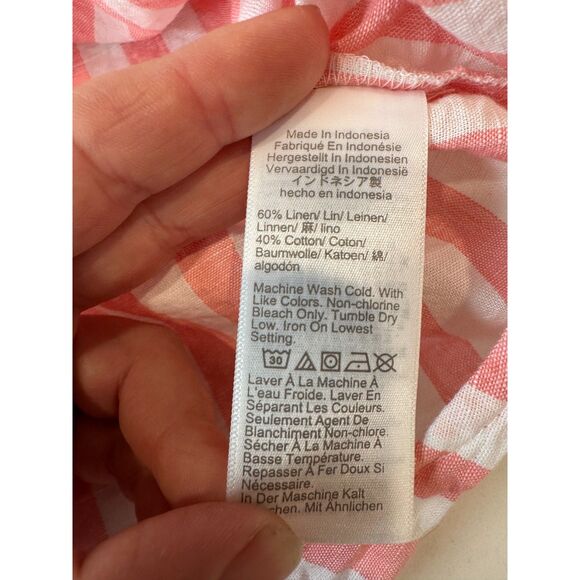 NWT J. Crew Factory Linen Blend Button Down Pink White Stripe Shirt Size XL - Picture 5 of 6